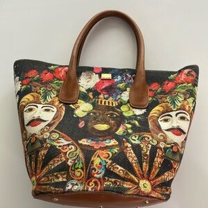 Dolce & Gabbana Brown Artistic Tote Bag